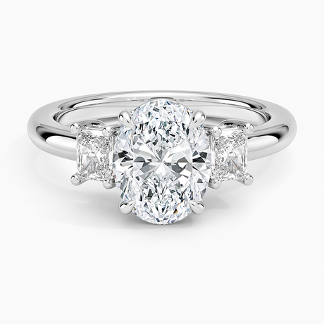 18K White Gold Helena Radiant-Cut Three Stone Diamond Ring (3/8 ct. tw.)
