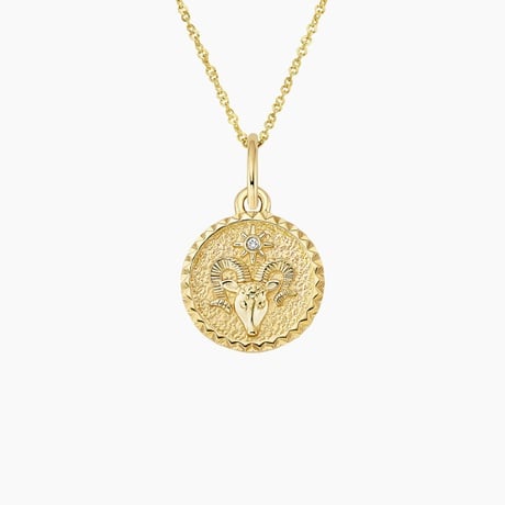 Mini Aries Zodiac Diamond Medallion Necklace