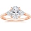 14K Rose Gold Luxe Trillion Cut Three Stone Diamond Ring, smalltop view