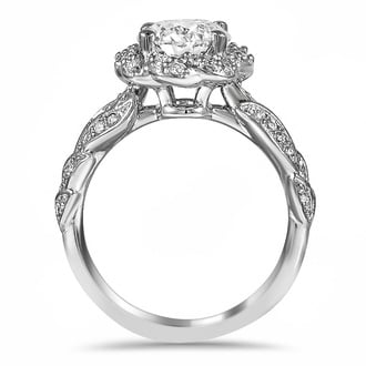 Custom Feathered Halo Diamond Ring