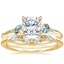 18K Yellow Gold Camellia Indigo Milgrain Ring with Yvette Diamond Ring