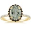 18K Yellow Gold Waverly Halo Diamond Ring with Black Diamond Accents, smalltop view