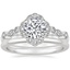 Platinum Tiara Halo Diamond Ring with Petite Comfort Fit Wedding Ring