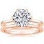 14K Rose Gold Secret Halo Six-Prong Diamond Ring with Petite Comfort Fit Wedding Ring