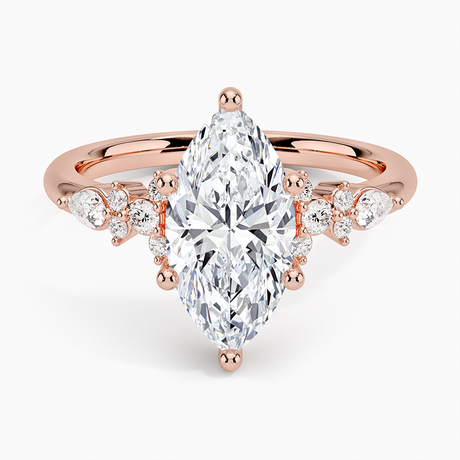 14K Rose Gold Rosette Diamond Ring