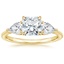 18K Yellow Gold Luxe Opera Three Stone Diamond Ring, smalltop view