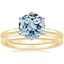 18KY Aquamarine Six-Prong Petite Comfort Fit Bridal Set, smalltop view