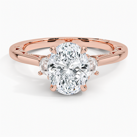 18K Rose Gold Tacori Lunetta Crescent Three Stone Diamond Ring