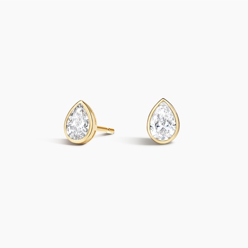【Shapes Studio】14K Pearl Curved Openリング Aurora Designer - Pear Shape and Round White Sapphire 14K