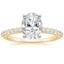 18K Yellow Gold Petite Shared Prong Half Coverage Diamond Ring, smalltop view