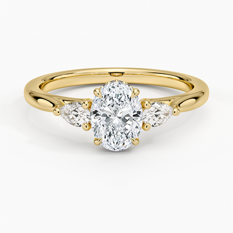 Floating Three Stone Pear Diamond Ring