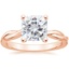14K Rose Gold Twisted Vine Solitaire Ring, smalltop view