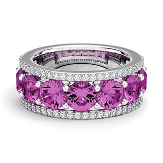 Custom Luxe Capri Lab Pink and White Diamond Ring