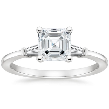 18K White Gold Tapered Baguette Diamond Bridal Set