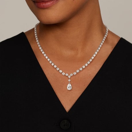 Lucinda Round and Pear Diamond Pendant Necklace (12 1/4 ct. tw.)