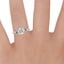 18K White Gold Camellia Indigo Milgrain Ring, smallzoomed in top view on a hand