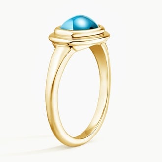 Double Bezel Cabochon London Blue Topaz Ring