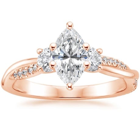 14K Rose Gold Three Stone Petite Twisted Vine Diamond Bridal Set (1/2 ct. tw.)