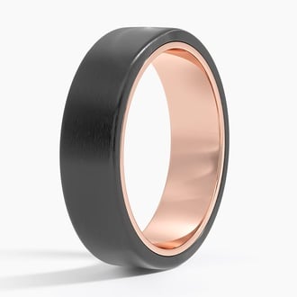 Arlo Black 6mm Wedding Ring in 14K Rose Gold