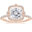 14K Rose Gold Reina Halo Diamond Ring, smalltop view