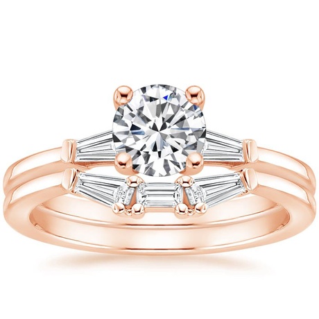 14K Rose Gold Tapered Baguette Diamond Bridal Set