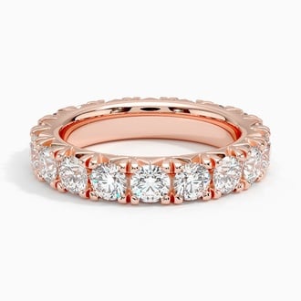 French Pavé Eternity Diamond Ring (3 ct. tw.) in 14K Rose Gold
