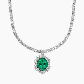 Olivetta Lab Emerald and Lab Diamond Necklace (9 1/2 ct. tw.) in Platinum