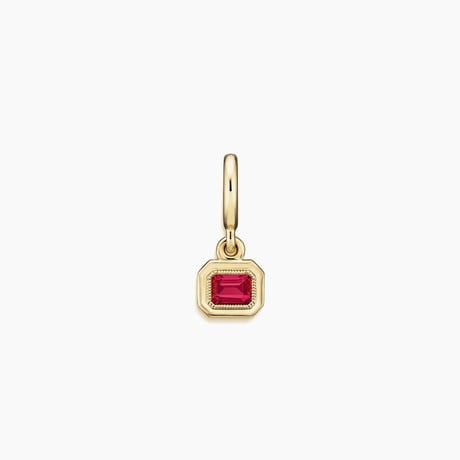 Emerald Cut Lab Ruby Milgrain Bezel Charm