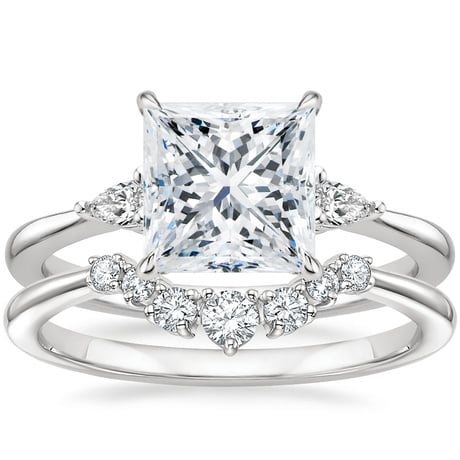 18K White Gold Aria Contoured Diamond Bridal Set