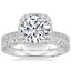 18K White Gold Tacori Coastal Crescent Cushion Bloom Diamond Ring with Tacori Petite Crescent Diamond Ring (1/4 ct. tw.)