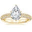 18K Yellow Gold Tacori Sculpted Crescent Knife Edge Diamond Ring, smalltop view