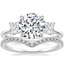 18K White Gold Princess Cut Three Stone Diamond Ring with Flair Diamond Ring (1/6 ct. tw.)