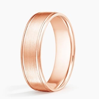 Mojave Matte with Grooves 6mm Wedding Ring in 14K Rose Gold
