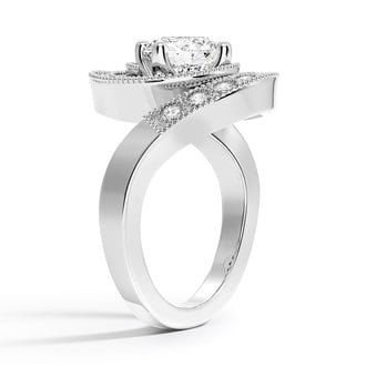 Custom Vintage-Inspired Spiral Halo Diamond Ring