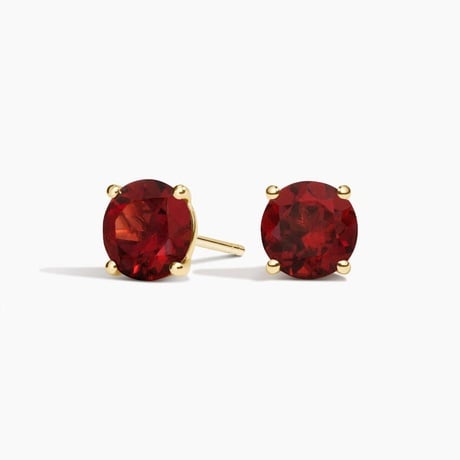 Garnet Solitaire Stud Earrings