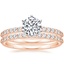 14K Rose Gold Six Prong Petite Shared Prong Diamond Bridal Set