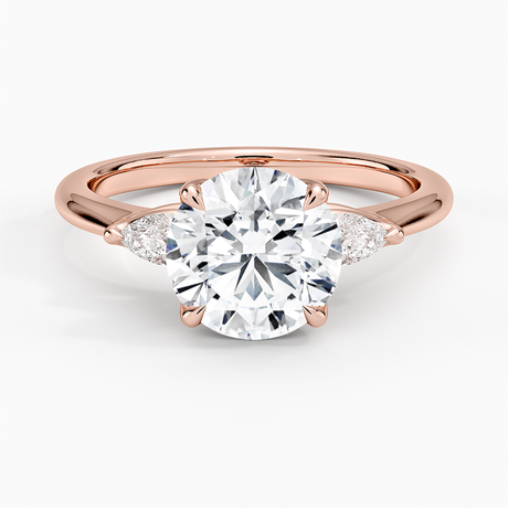 14K Rose Gold Petite Fleur Three Stone Diamond Ring