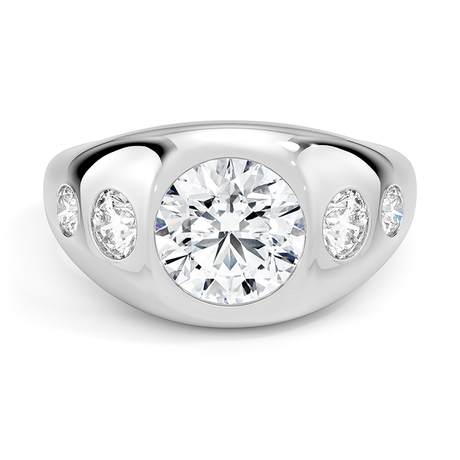 Platinum Sloane Flush Set Five Stone Diamond Dome Ring