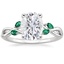 Platinum Willow Ring With Lab Emerald Accents, smalltop view