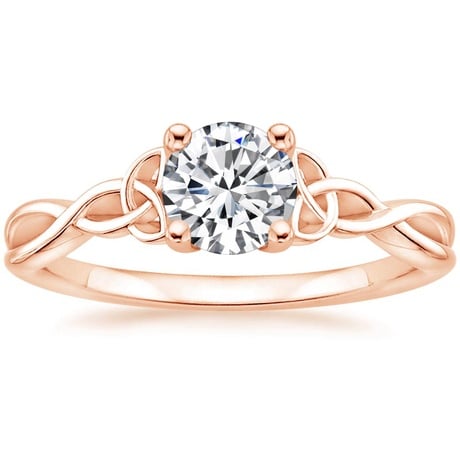 14K Rose Gold Entwined Celtic Love Knot Ring with Celtic Knot Diamond Ring