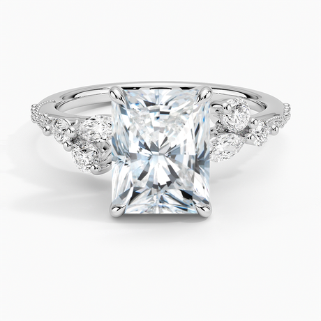 18K White Gold Luxe Camellia Milgrain Diamond Ring