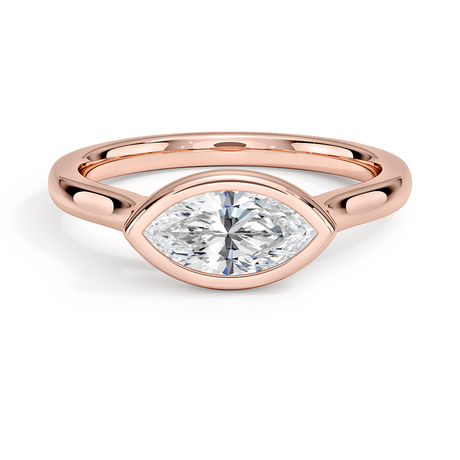14K Rose Gold Luna East-West Bezel Solitaire Ring