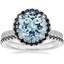 18KW Aquamarine Waverly Diamond Ring with Black Diamond Accents with Luxe Ballad Black Diamond Ring, smalltop view