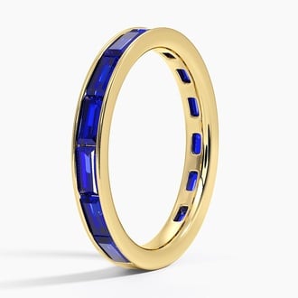 Channel Set Baguette Lab Sapphire Ring