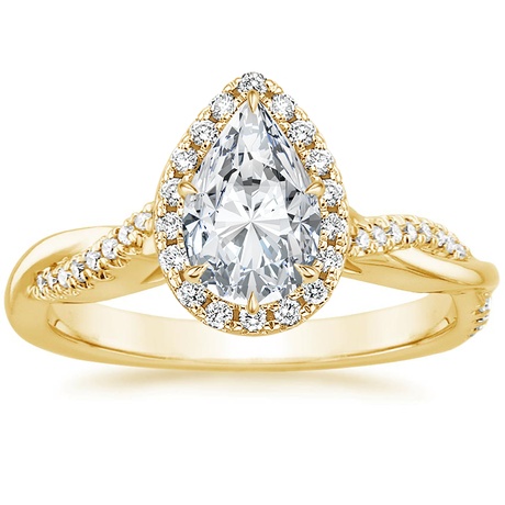 18K Yellow Gold Petite Twisted Vine Halo Diamond Bridal Set (1/3 ct. tw.)