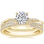 14K Yellow Gold Petite Twisted Vine Hidden Halo Diamond Ring with Calypso Diamond Ring