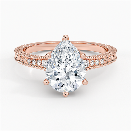 14K Rose Gold Hudson Engraved Diamond Ring