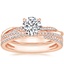 14K Rose Gold Petite Twisted Vine Hidden Halo Diamond Ring with Calypso Diamond Ring