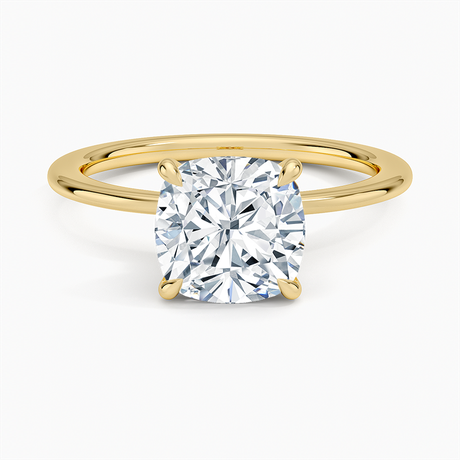 18K Yellow Gold Petite Secret Halo Diamond Ring