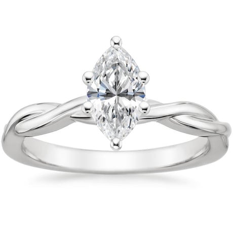 18K White Gold Twisted Vine Ring with Petite Twisted Vine Diamond Ring (1/8 ct. tw.)